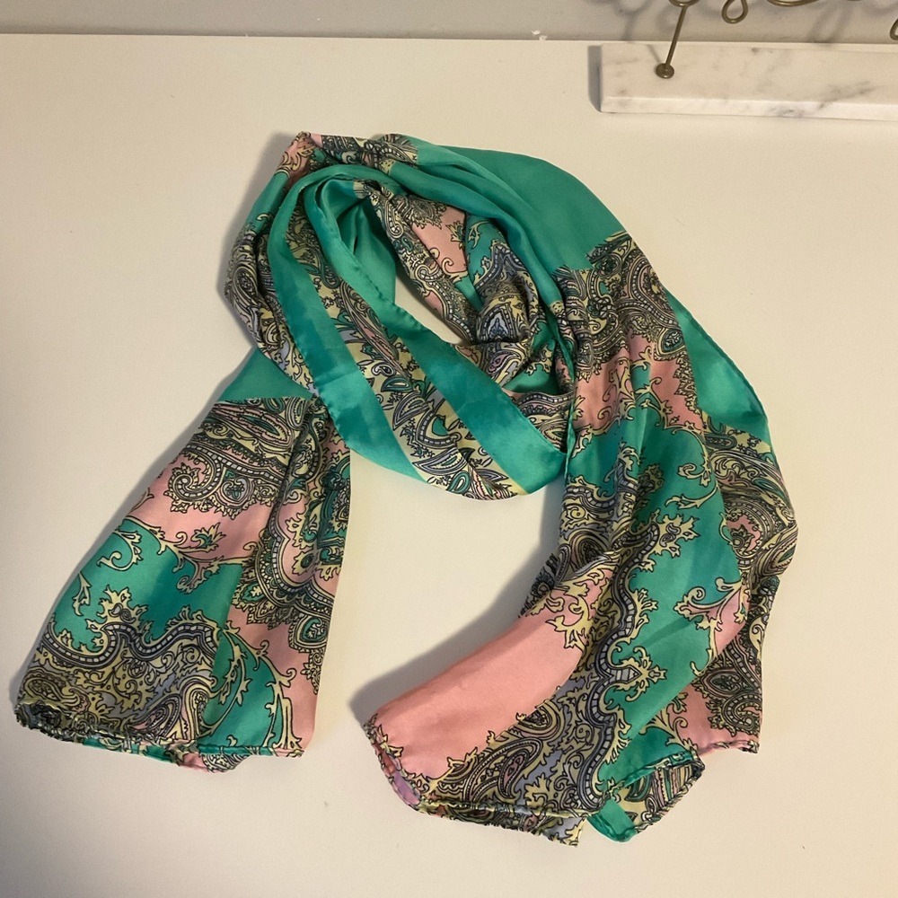Chic Paisley long Scarf - Green and Pink, Christmas/ birthday gift